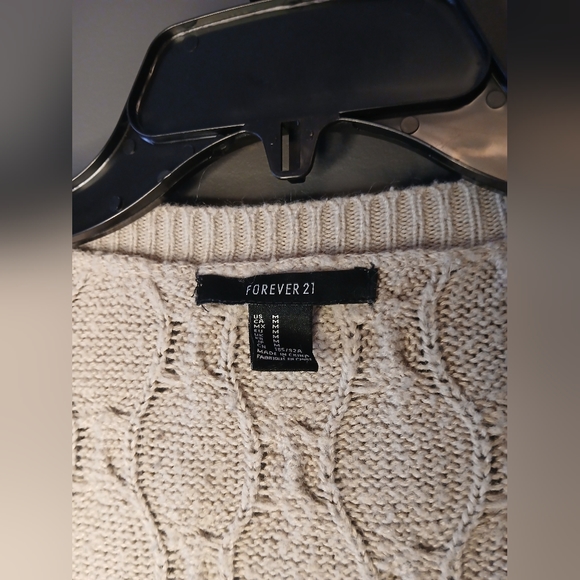 FOREVER 21 WOMEN'S MEDIUM LONG SLEEVE TAN/CREAM SWEATER - Picture 3 of 3